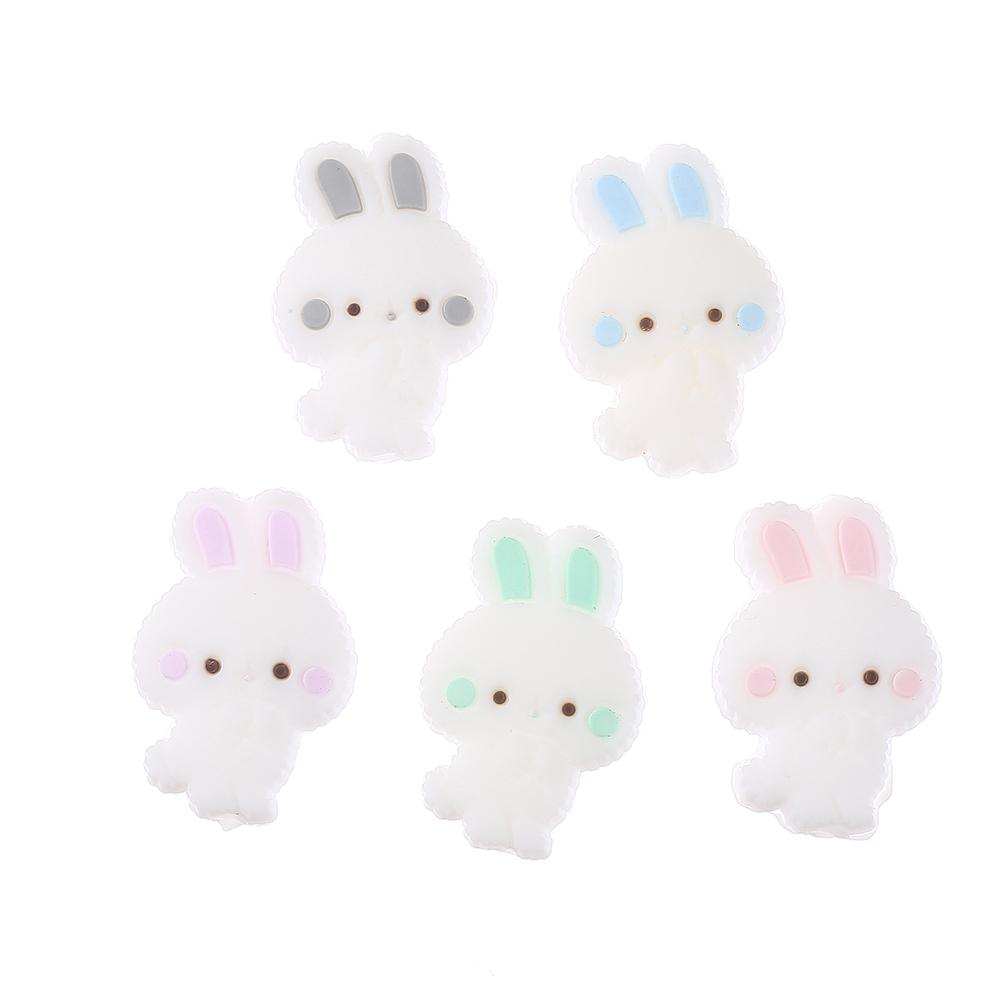10Pcs Food Grade Silicone Beads 18x27mm Cartoon Animal Bunny Teether Beads For Jewelry Making DIY Baby Necklace Pacifier Chain