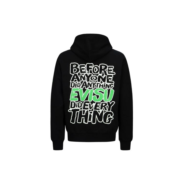 Evisu X Razer Collaboration Letter Logo Embroidered Hoodie Men hoodies Black 2EARZM2SW320RXCT