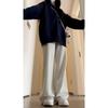 Women's Blue Hooded Knit Sweater - 2025 Autumn/Winter Loose Korean Style