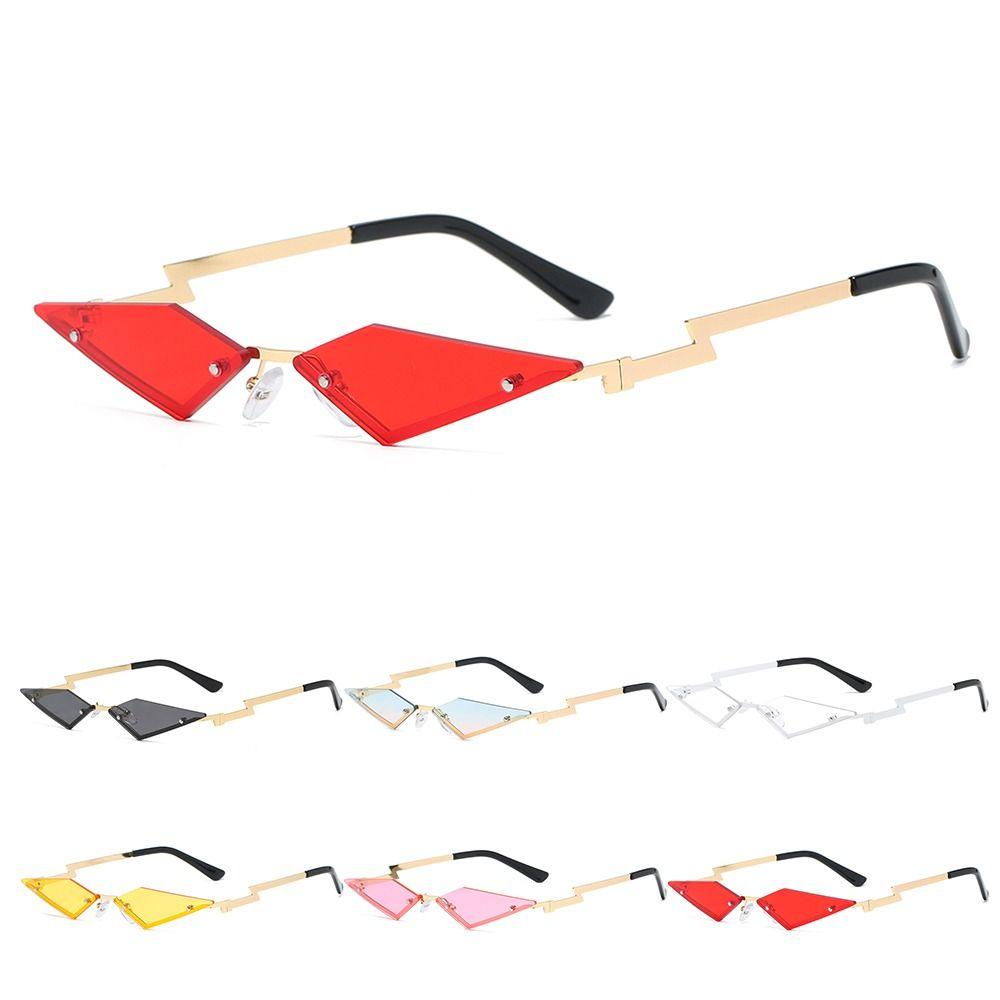 Rimless Lozenge Sunglasses Metal Frame Halloween Eyeglasses Polygon Sun Glasses  for Women & Men