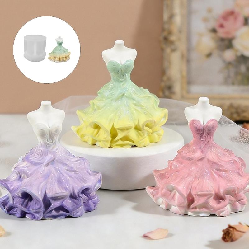 Wedding Dress Shape Silicone Molds Food Grade Silicone Baking Molds for Making Candle Soap Candy Wedding Cake Decoration