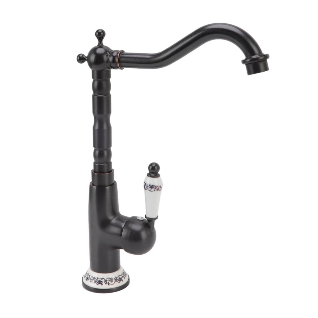 Starožitný kohoutek Porcelánový ventil v retro stylu Dlouhý výtok Robustní mosazný otočný starožitný směšovací kohout pro