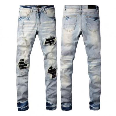 Jeans en Denim Slim Droit Rétro pour Homme Pantalon Décontracté Style Vintage Mélange de Coton