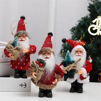 Sled Ski Santa Claus Standing Doll Christmas Tree Hanging Pendant Figurines Plush Toy Ornament Xmas Holiday Party Decor Supplies