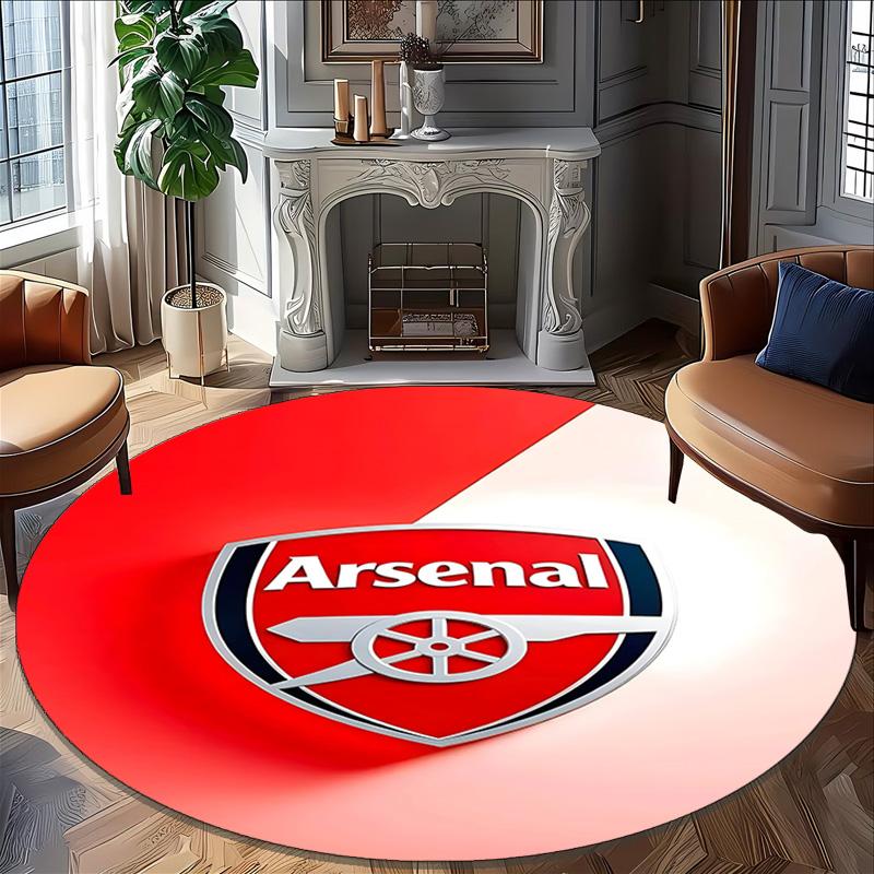 1pc A-Arsenal Carpet, Round Rug, Comfortable, Suitable for Entryways, Living Rooms, Office, And Bedrooms, Christmas Decoration
