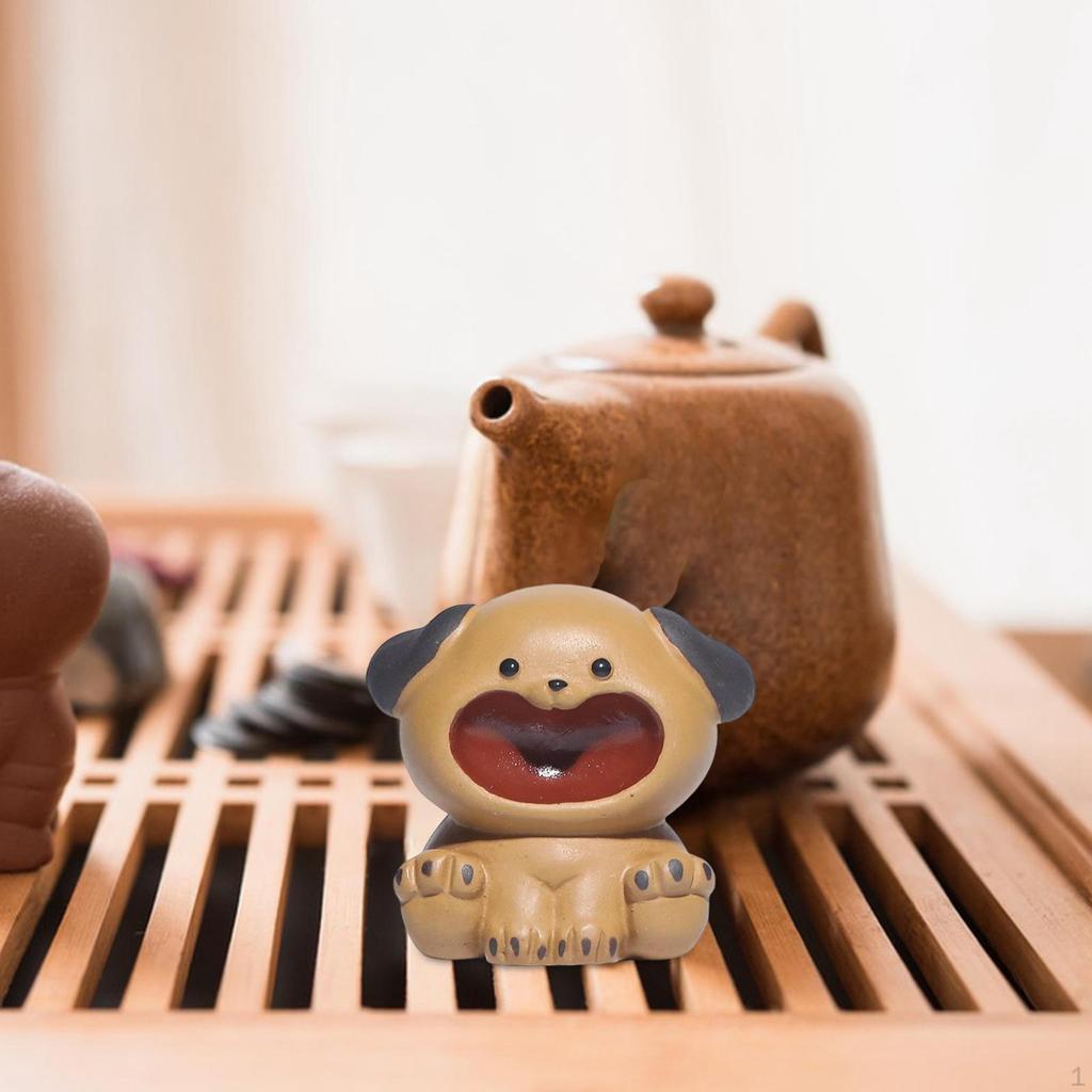 Tea Pet Dog Statue Animal Sculpture Decoration Table Centerpieces Miniature Puppy Figurine Purple