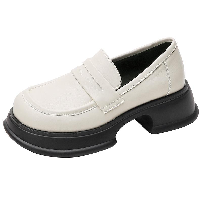 

Женские лоферы без шнуровки на толстой подошве, новые весенне-осенние черные туфли на высоком каблуке в британском стиле в стиле ретро, ​​маленькие кожаные туфли 40