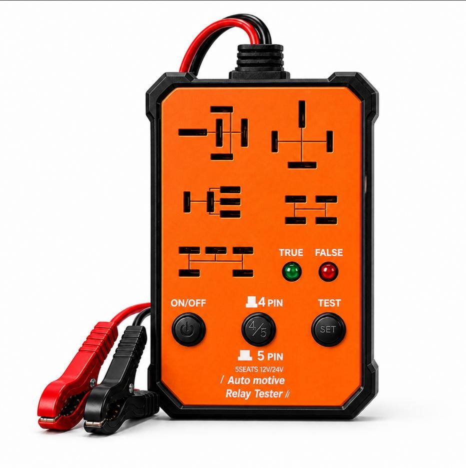 Relay Tester with Dual Voltage Support 12V 24V and 5 Socket Configuration
