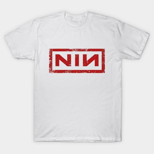 

Men Black Print T-shirt Nine-Inch-Nails No-Cut Transfer Paper Print Cotton Tshirt M білий