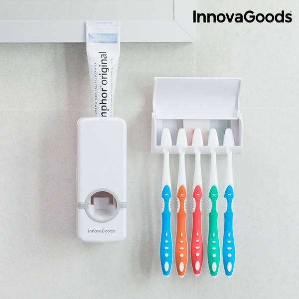 Distributeur de Dentifrice - Hygiene dentaire - ABS - Organisateur 5 brosses - Économie de pâte à dentifrice