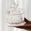 Multipurpose Crystal Glass Storage Jar, Candy Jar with Lid, for Trinkets, Cotton Swabs, Toothpicks, and Jewelry Storage (Clear)