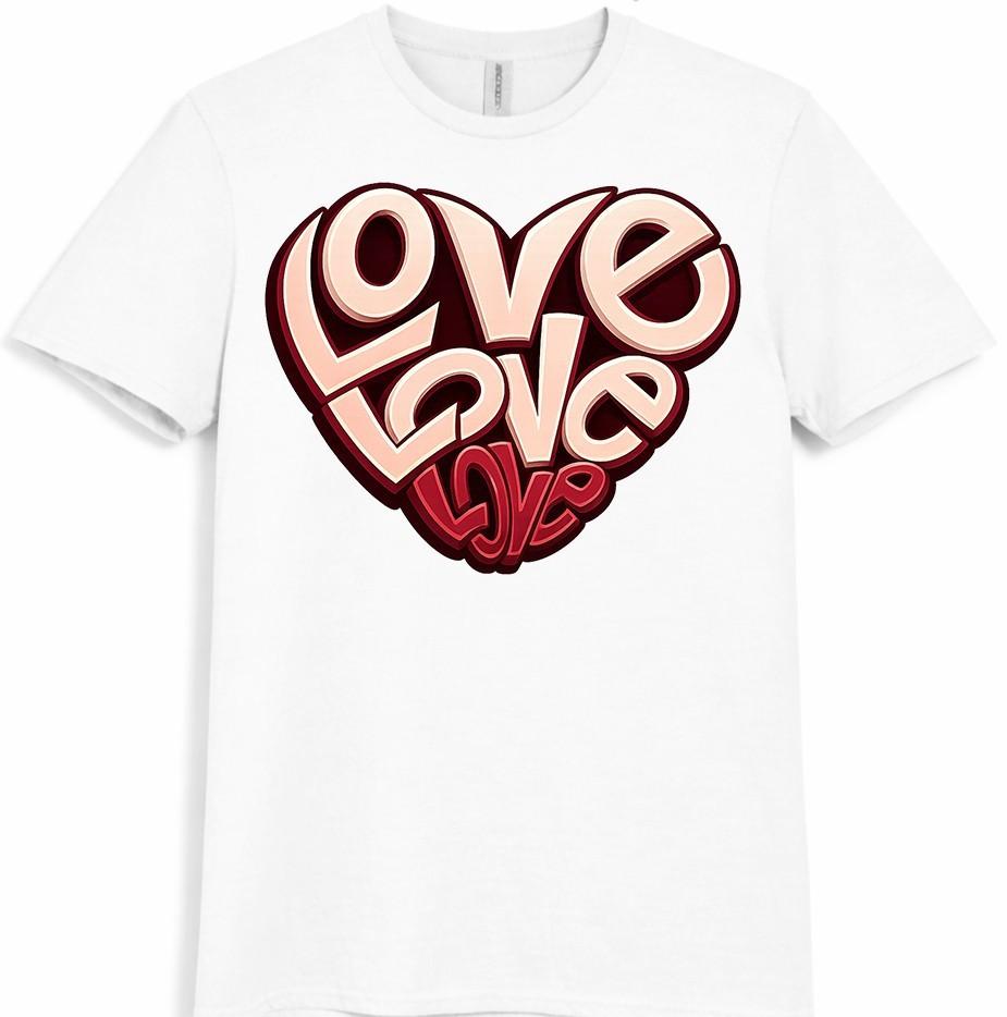 Love Heart T-Shirt Valentines Day Gift Funny Cute Girlfriend Boyfriend Tee