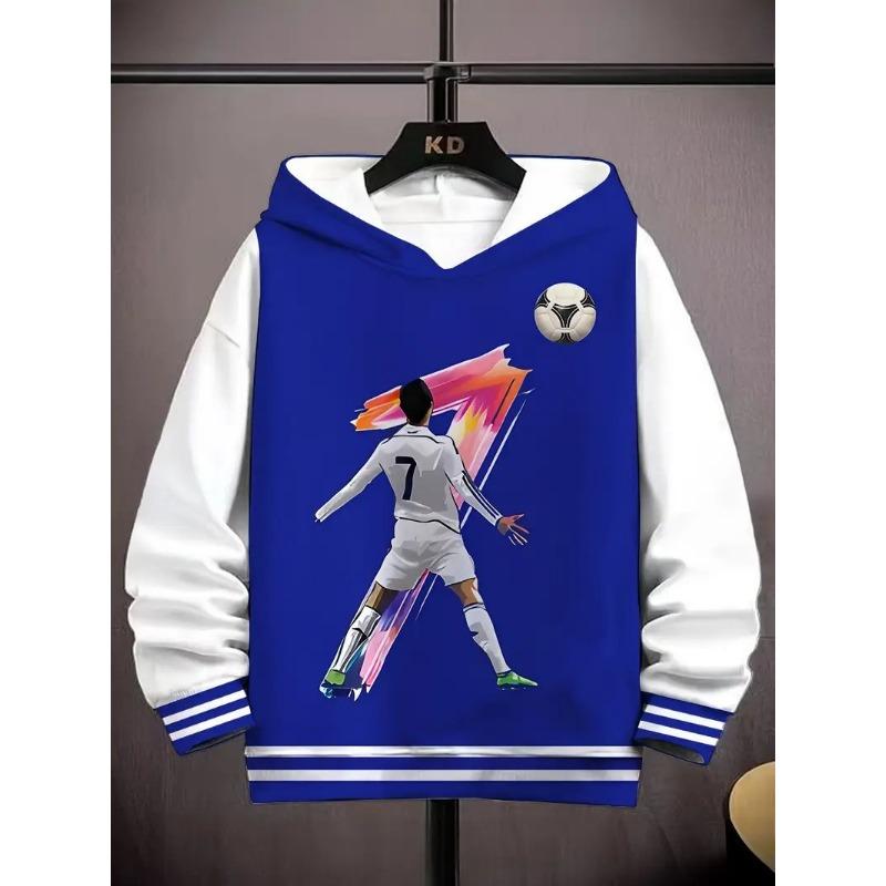 Autumn 3D Football Printed Hoodies Fashionable Casual Sports Long Sleeved Children's Boy Hooded Sweatshirts