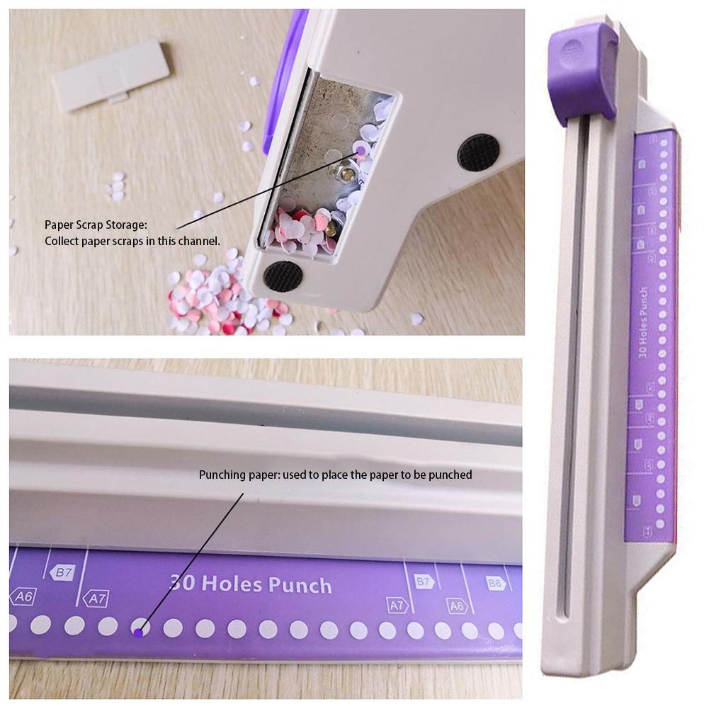 30 Holes Paper Puncher Loose Leaf Hole Punch Daily Planner for A4 A5 A6 A7 Notebooks Scrapbooking Office Stationery Supplies