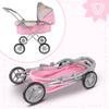 Pink Flowers Foldable Doll Pram Gondola Stroller With Bag