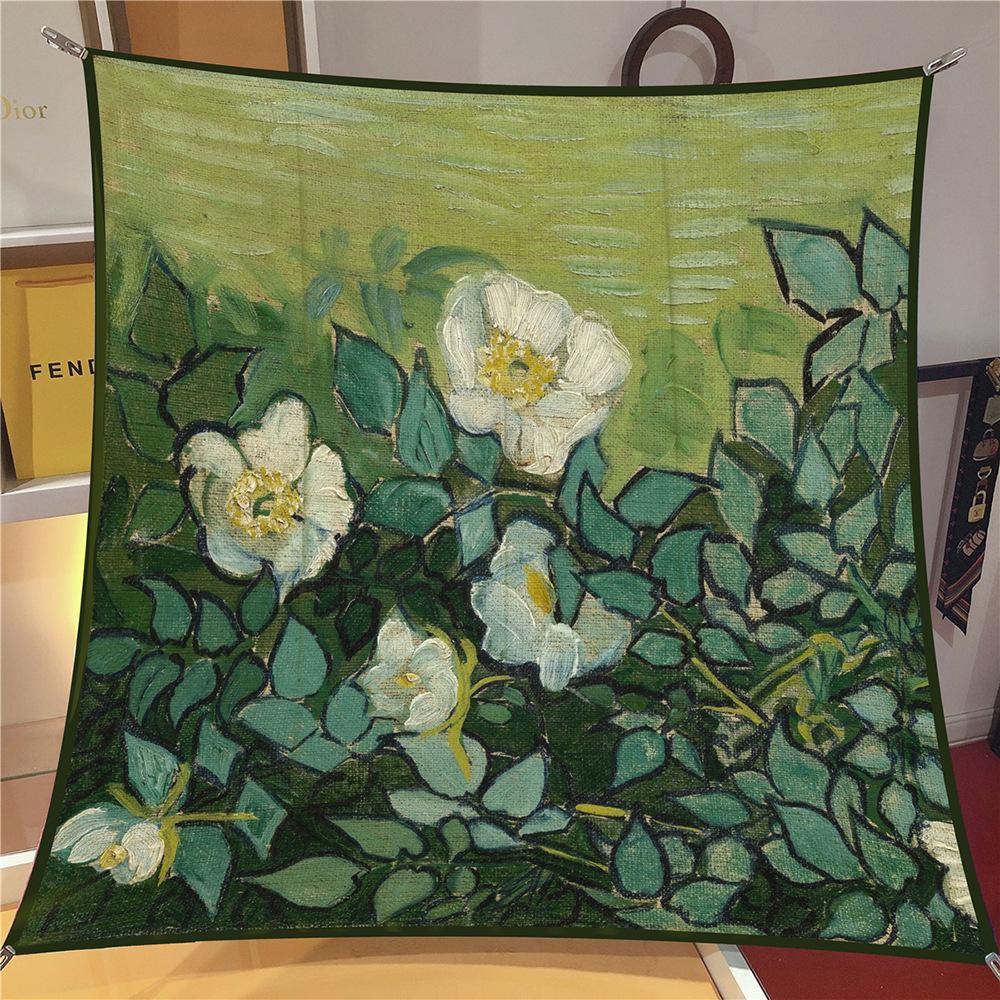 

Silk Scarf Women Rose Flowers Print Square Scarves Head Echarpes Silk Foulards Femme Wraps Beach Shawls Bandana Lady Hijabs 90CM 90x90cm