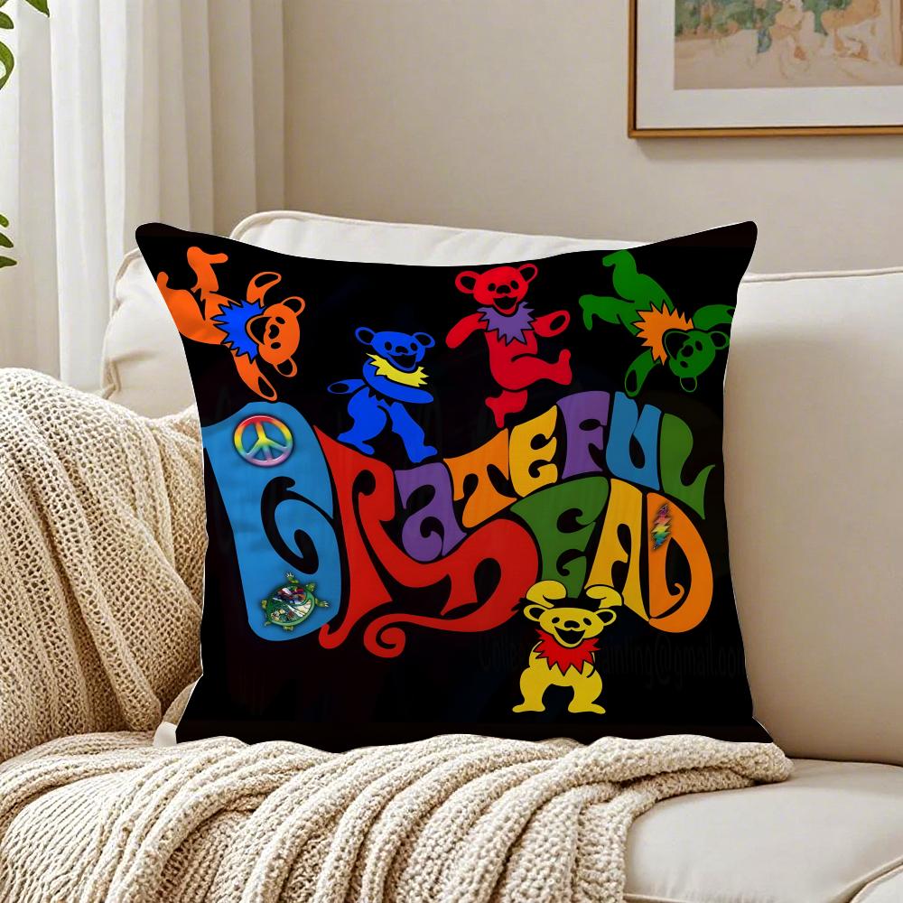 GGrateful Dead Cushion Cover Linen Pillowcase Soft for Sofa Bed Home Room Decor