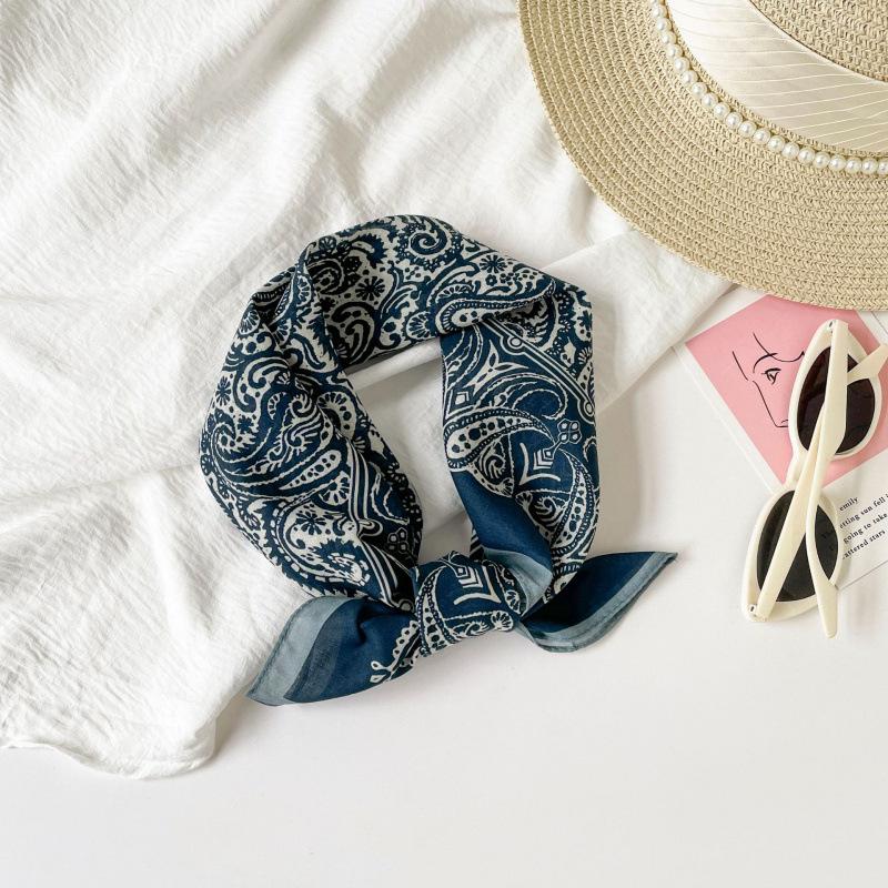 55 Cotton Silk Scarf Paisley Cashew Flower Square Scarf Headscarf Personalized Fashion Breathable Silk Scarf Scarf Tied Bag Decorative Scarf