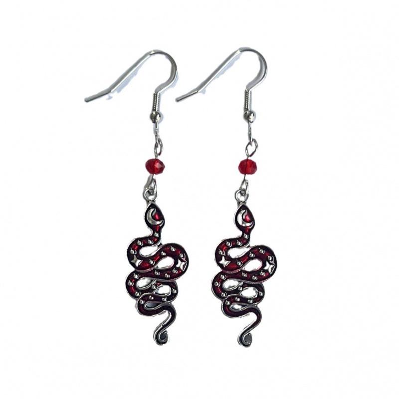 Retro Gothic Snake-Shaped Star and Moon Earrings