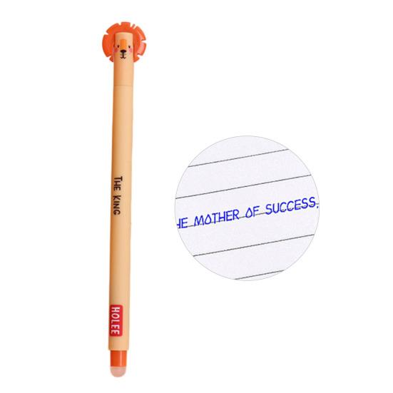 Smazatelná propiska 0,7 mm s černým inkoustem, s měkkým úchopem šetrným k pokožce, roztomilé zvířecí víčka, design s tlačítkem, doplňovatelné tužky, školní potřeby