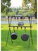 Portable Double-Layer Camping Storage Rack and Folding Lamp Stand