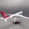 1/85 Scale 47cm Airplane B737 Turkish Airways Model Toy Light & Wheel Landing Gear Diecast Resin Plane Collection Display
