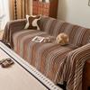 Simple Chenille Sofa Towel Green Stripe Pattern Universal One-Piece Sofa Blanket Pet Friendly Sofa Covers Decor Living Room