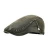 Washed Distressed Denim Work Cap Reverse Beret