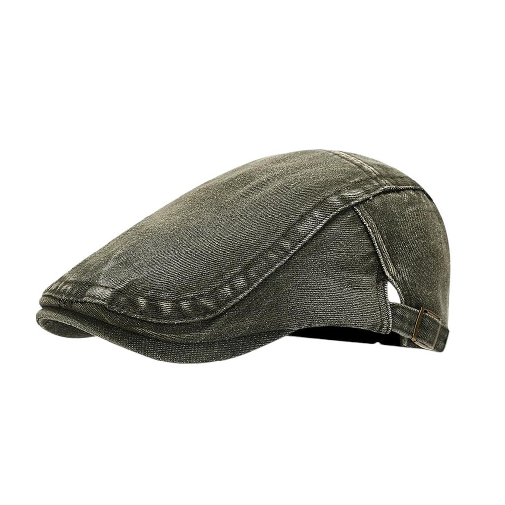 Washed Distressed Denim Work Cap Reverse Beret