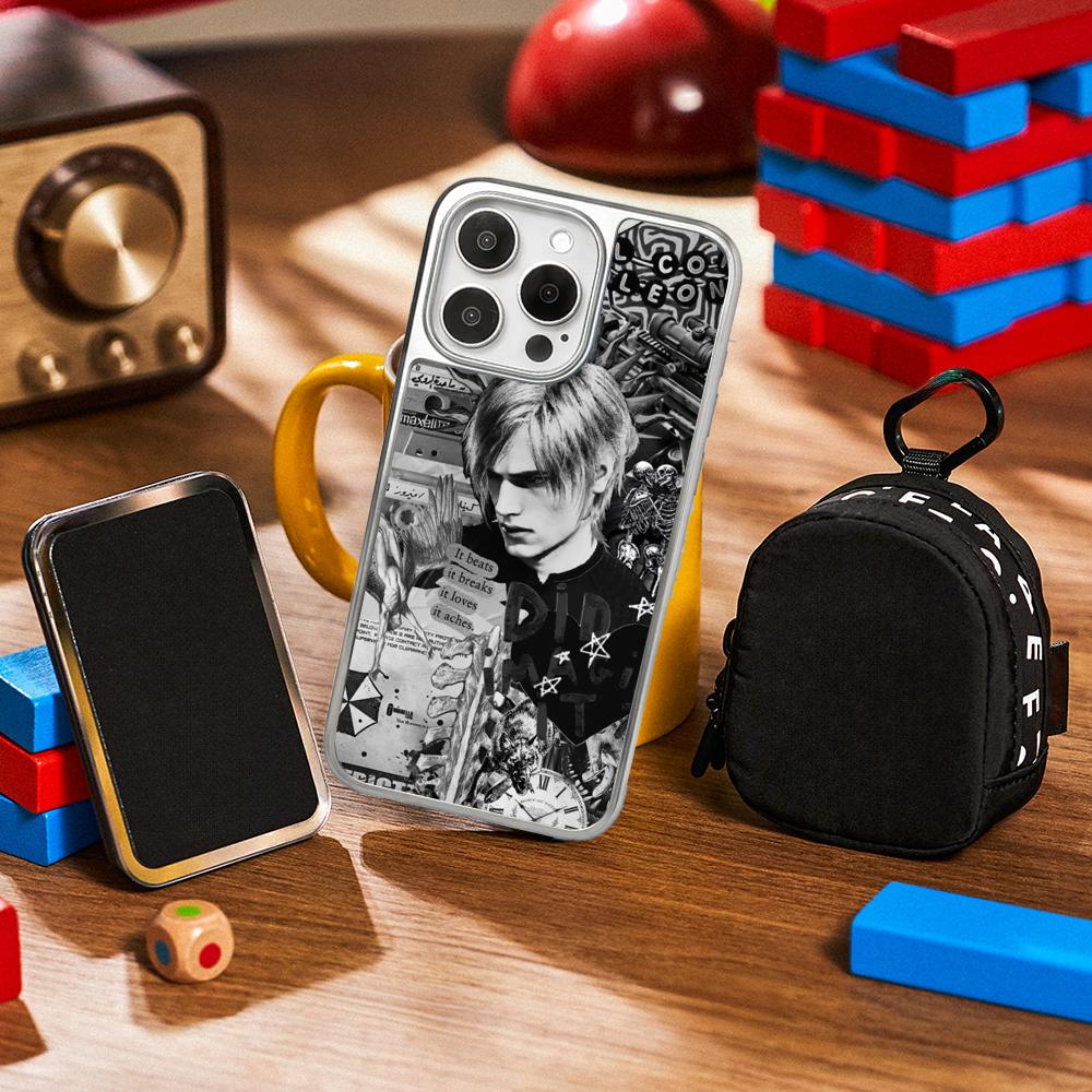 Ada wong X Leon hot game poster Phone Case for iPhone 16 15 14 13 12 11 Pro Max Sheepskin Silver-edged protective case