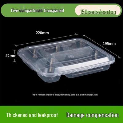 JINGRX 5-Compartment Disposable Food Containers, 1000ml