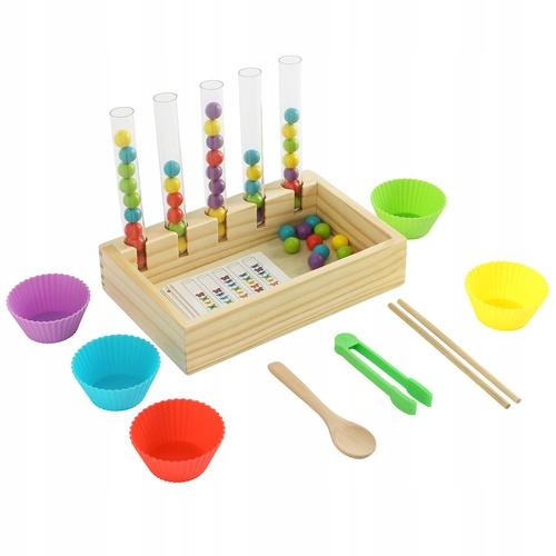 Układanka Edukacyjna Drewniana Sorter Montessori Nauka Liczenia Kolorów