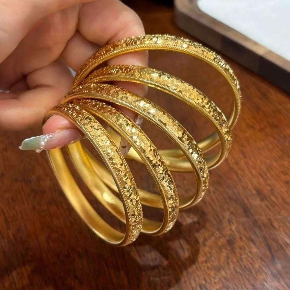 Holographic Ice Breaker Gold Bracelets Fish Scale Pattern Shiny Cuff Starry Golden Bangles Wedding