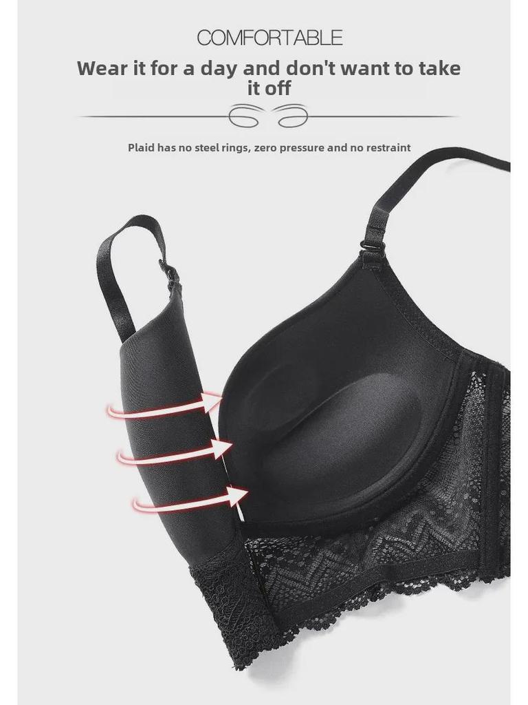 European & American Sexy Backless Bra Set: U-Shaped, Small Chest, Gathered Effect