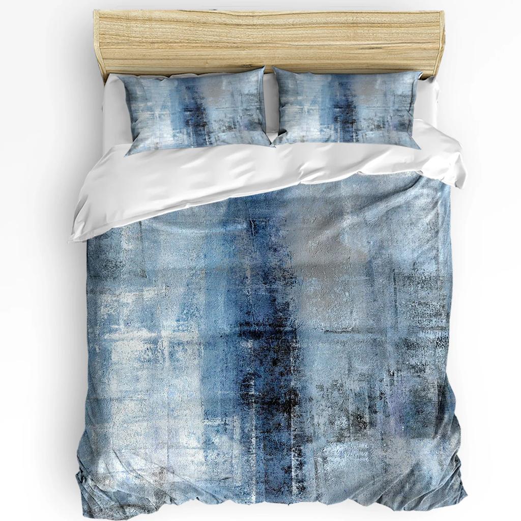 Oil Painting Abstract Geometric Yellow Gray Duvet Cover With Pillow Case 3pcs Bedding Set Quilt Cover Double Bed Home Textile