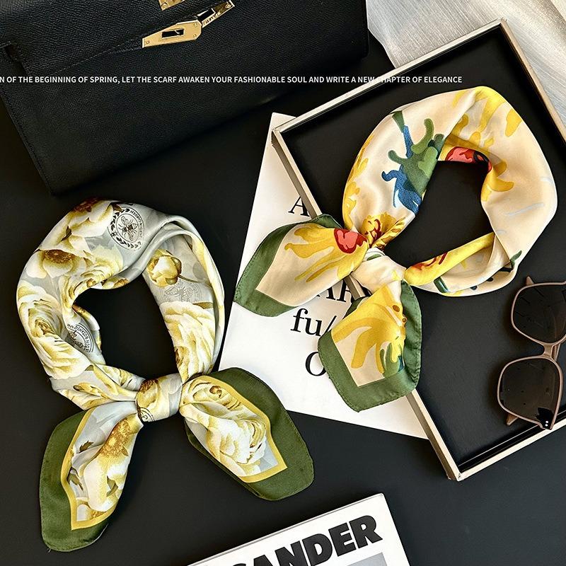 70 Square Scarf Neck Small Shawl New Fashion Silk Scarf High-end Decorative Temperament Scarf Headscarf Headband