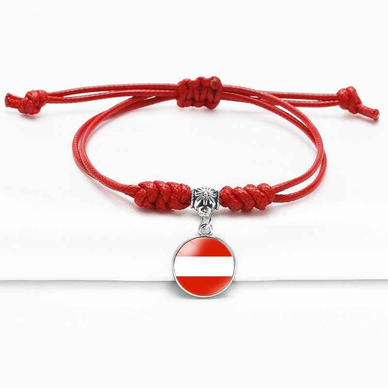 Red Bracelet Trendy With Timeless Gem European Country Flags Unisex Material Mixed