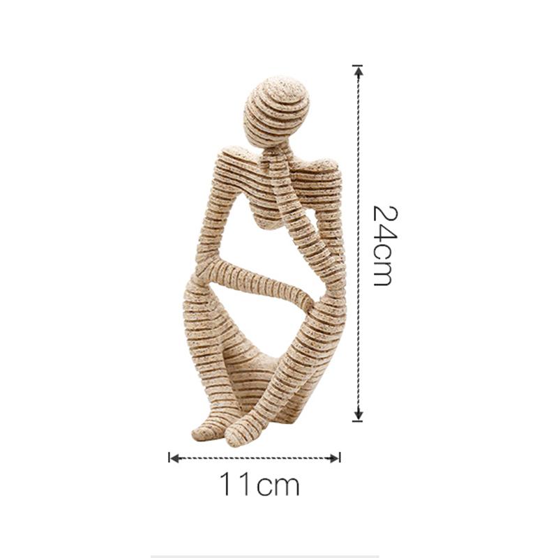 24cm Abstract Art Thinker Statue Thinking of You Figurine Natural Sandstone Crfats Sculpture Modern Home Office Desk Decor
