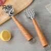 Double-sided Meat Hammer Tenderizer Hammer, with Ergonomic Wooden Handle, Non-Slip Grip Stainless Flattening Tool Steel Fist-Shaped Mallet,