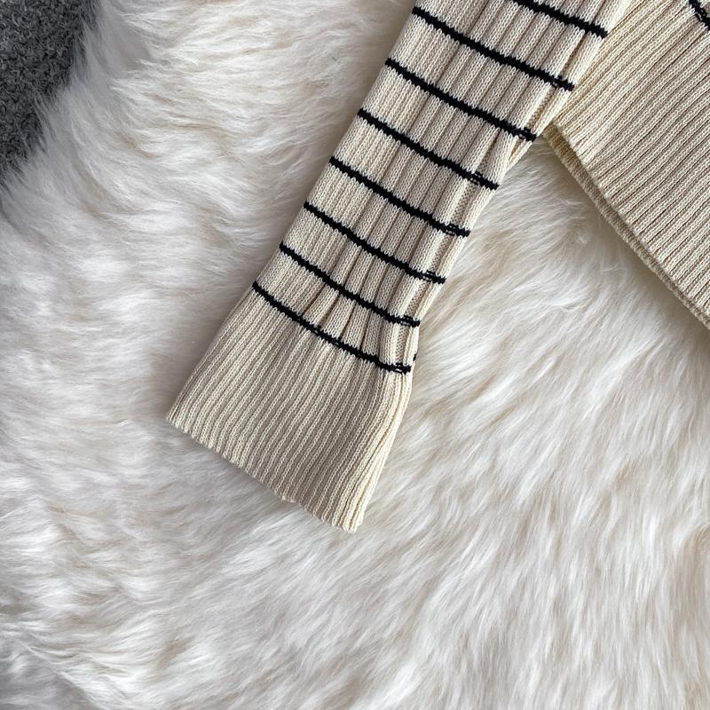 Fashion Suit Skirt Slim Knitted Lapel Top Sleeveless Vest Three-Piece High Waist Striped Hip Skirt Women