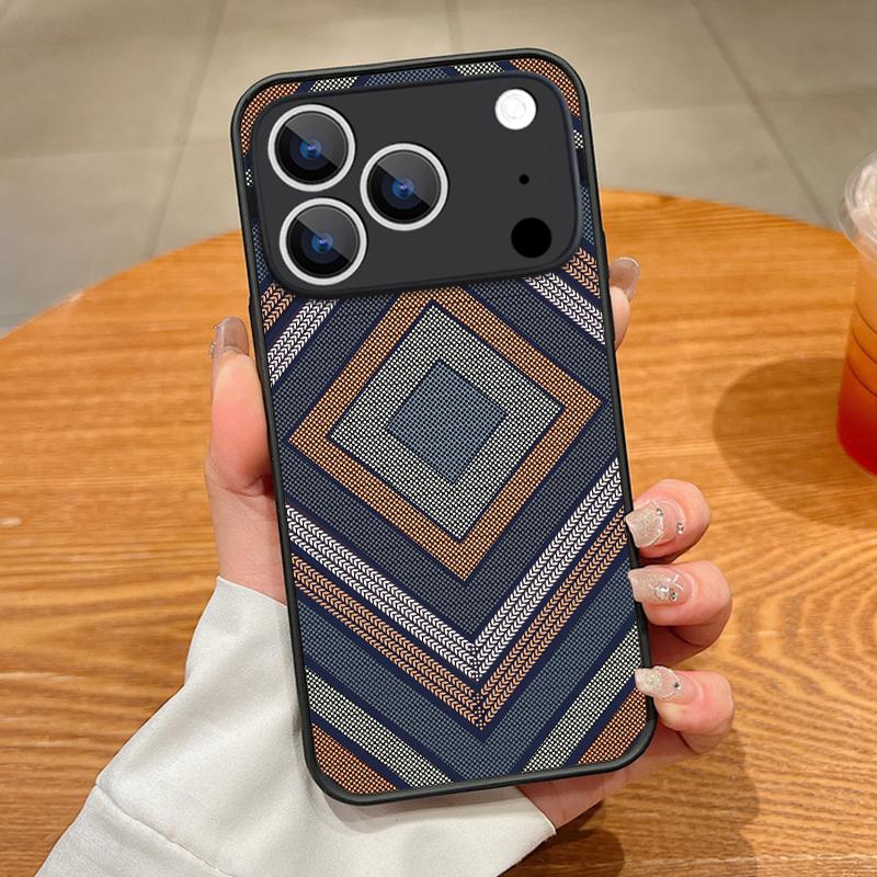 Geometric Cloth Texture Case For iPhone 17 Pro Max Case iPhone 16 Pro Max 15 14 13 16E 17E Magnetic For Magsafe Hybrid Matte Cover