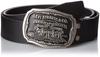 Leather Belt Two Horse Buckle Adjustable Black Size M 15116067