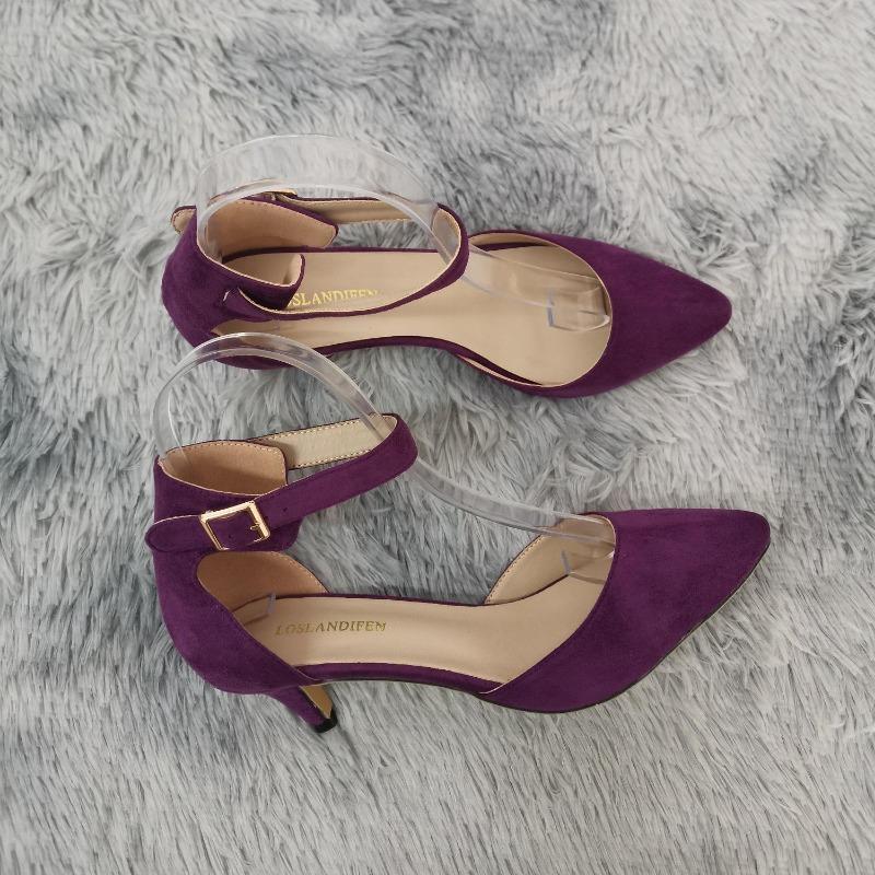 Women Ankle Straps Sandals Summer Classic Lady Bridal Suede Thick Heel Sexy Pumps Open Toe Office Wedding Party Dress Shoes