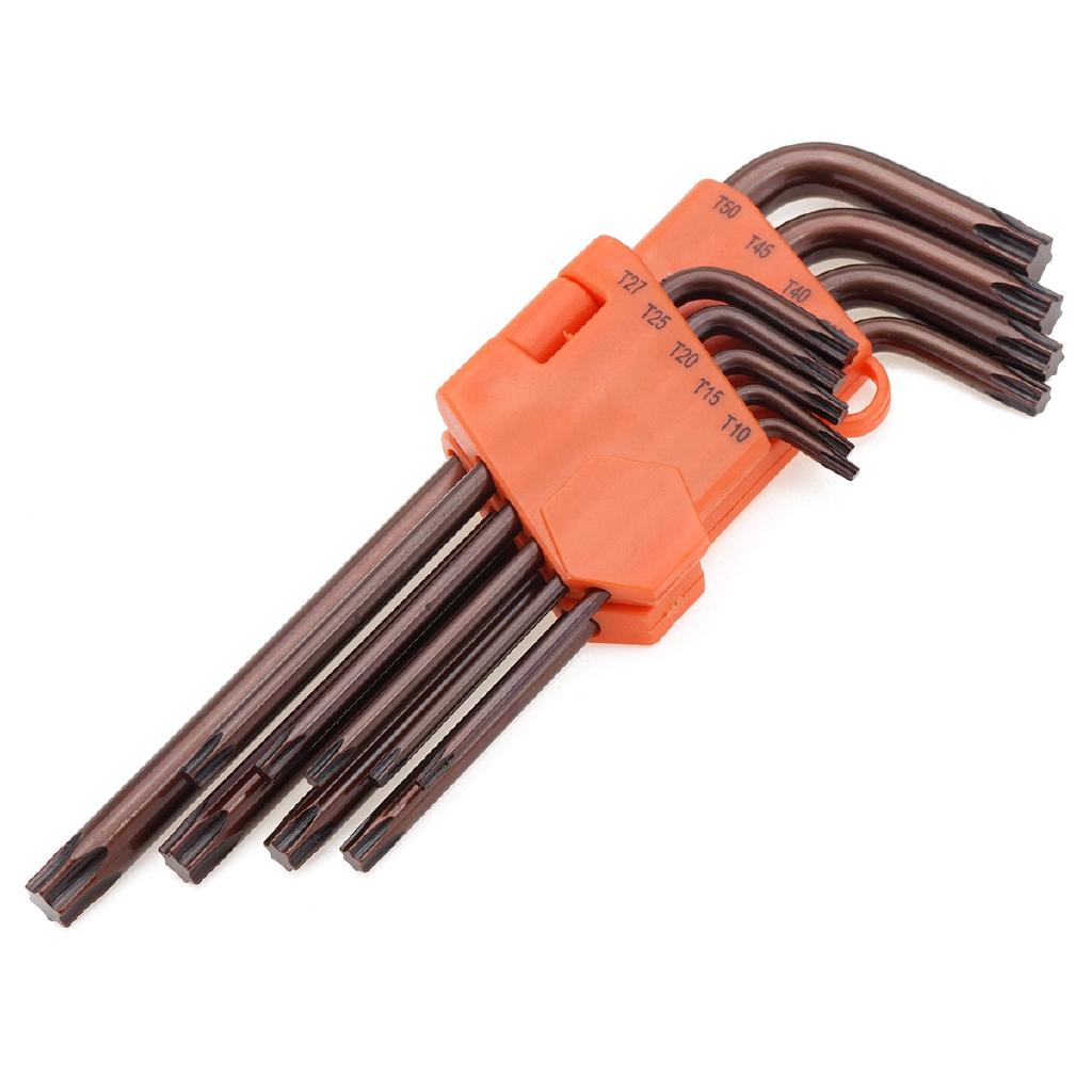 Use Hex Key Allen Tools Wrench Set Extra-long Arm AllenTorque Sae Memtric Torx Spanner Widely 9Pcs