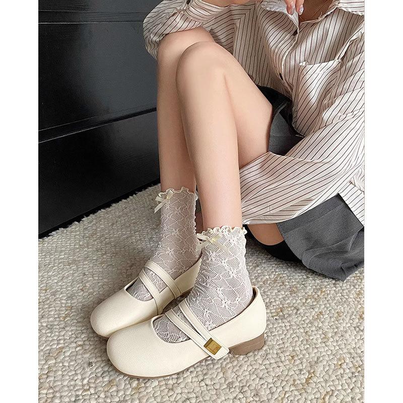 Leather Coarse Heel Versatile Fairy with Skirt Single Shoes Women's Shoes Spring and Summer New Mary Jane Small Leather Shoes