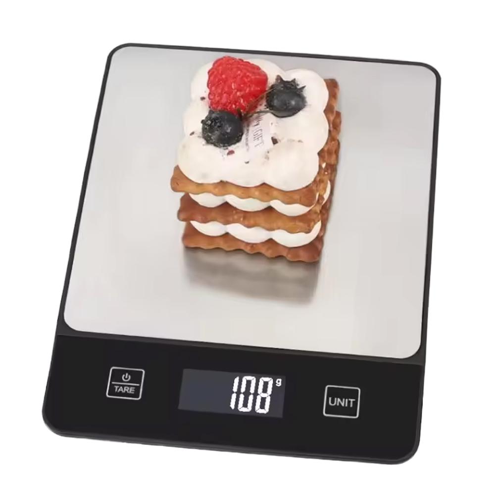Compact Digital LED Display Kitchen Scale Stainless Steel 10kg (Black,1g&10KG&181x140x18mm) чёрный