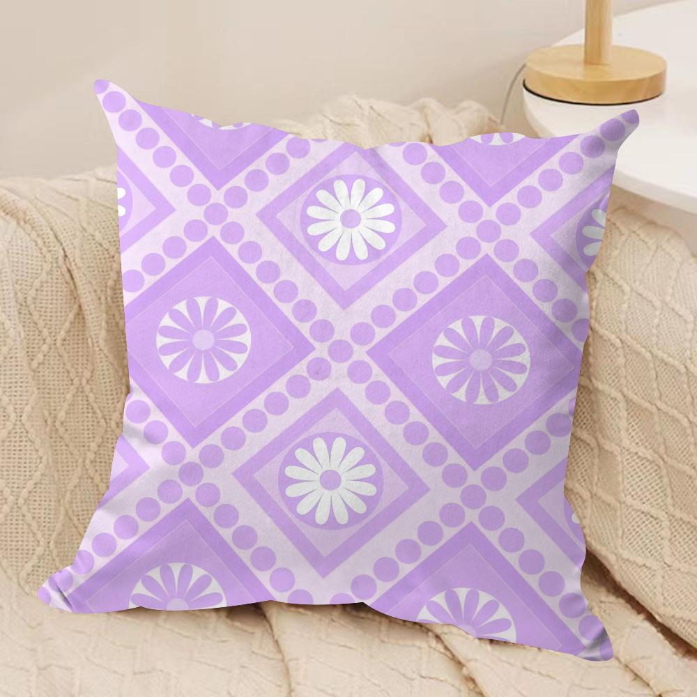 Purple Geometric Art Cushion Cover Soft Plush Fabric DoubleSided Printed Cushion Covers for All Seasons Modern Home Decor