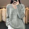 2023 Women's Pure Cashmere V-Neck Knitted Sweater: Loose, Hollow, Autumn/Winter Wool Pullover