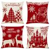 Case Christmas Pattern Sofa Car Throw Cushion Cover Home Decor 4Pc