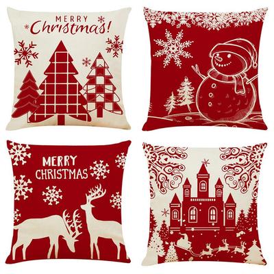 Hülle Weihnachtsmuster Sofa Auto Wurfdecke Kissenbezug Heimdekoration 4er-Set